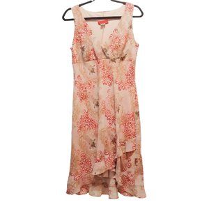 Alyn Paige Tan Floral Midi Dress With Ruffles 11/12